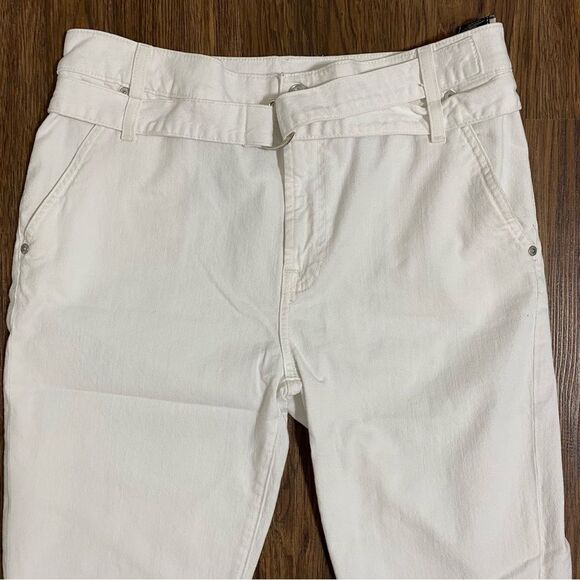 7FAM High Rise Paperbag Optic White Straight Leg Jeans NWOT - Picture 13 of 16